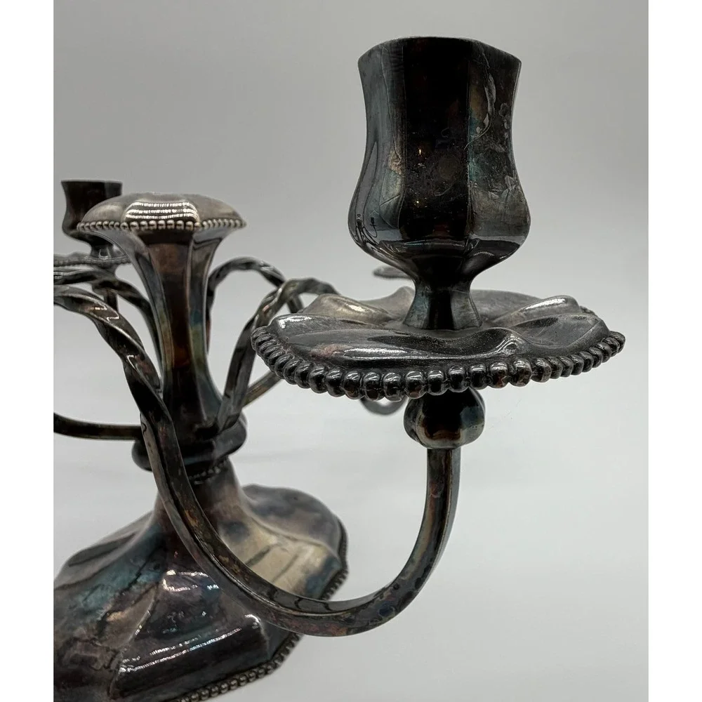 Antique Pairpoint Mfg Co Quadruple Plate Candelabra G117 Silver 5 Light 15